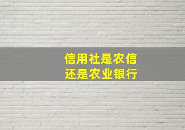 信用社是农信 还是农业银行